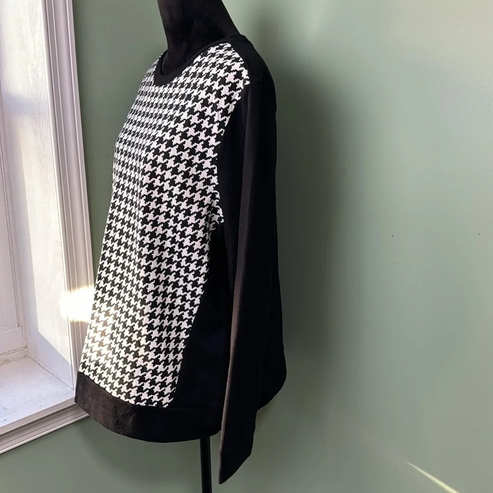 NWT, Kim, Rogers, hounds tooth, print sweatshirt, XL - Picture 2 of 4